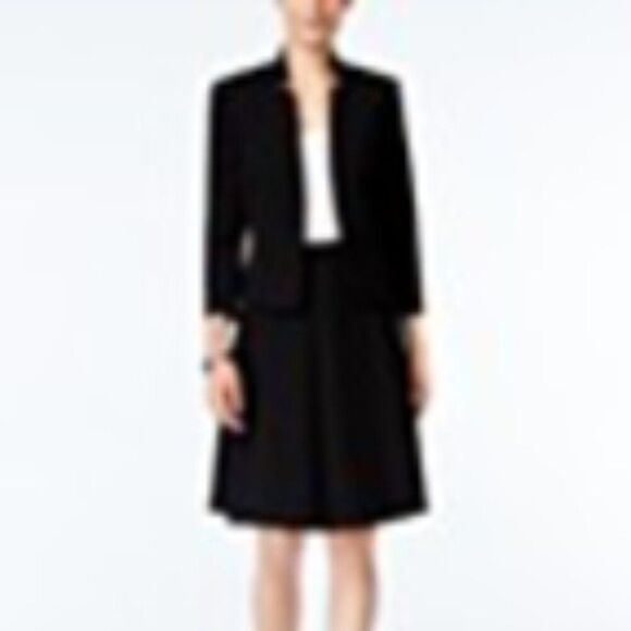 Tahari ASL Women’s Inverted Notch Collar Black Flounce Skirt Suit Size 14 - Picture 13 of 14